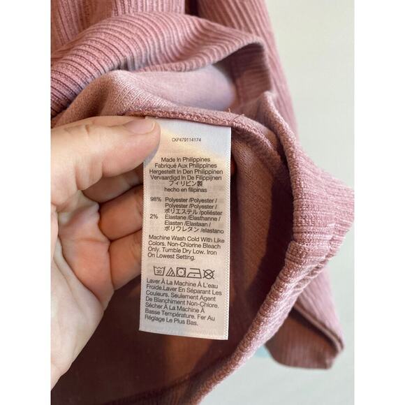 NWT Madewell Striped Jacquard Funnelneck Top In Pink Size Medium - Picture 5 of 6